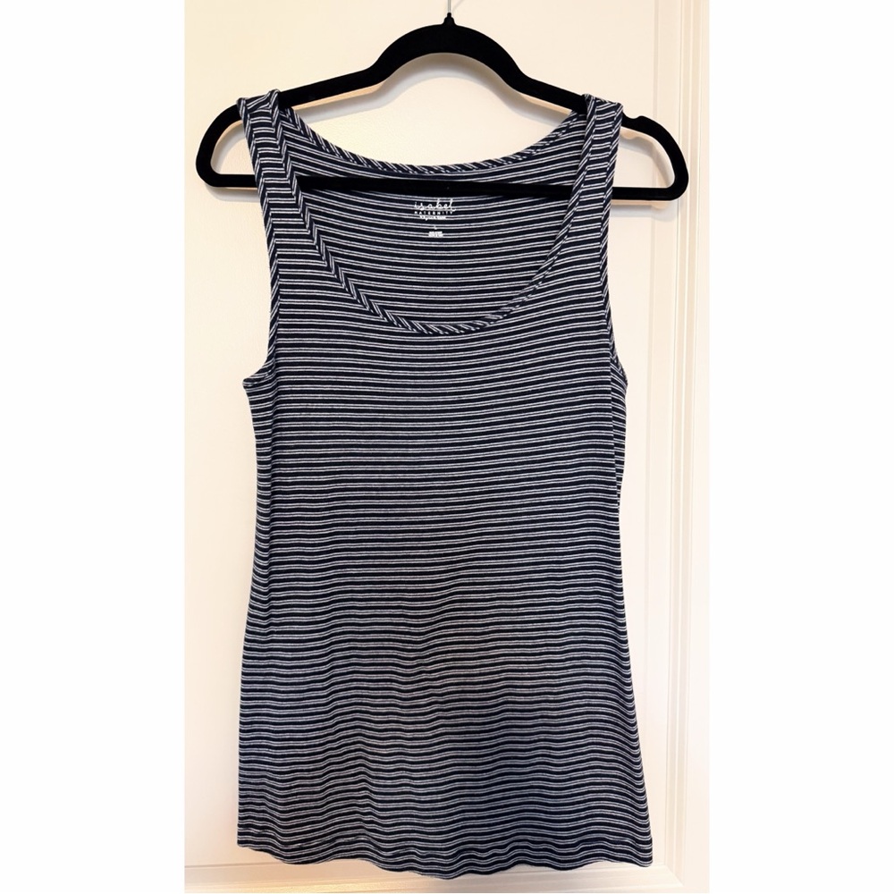 Striped Blue and White Maternity Tank Top, size L